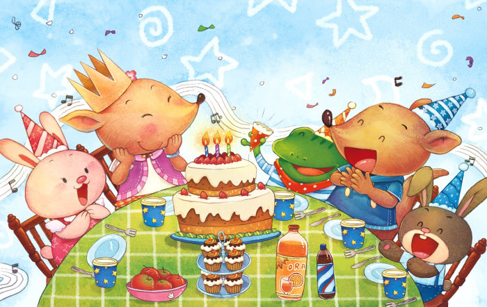cartoony animais comemorando a festa de aniversário