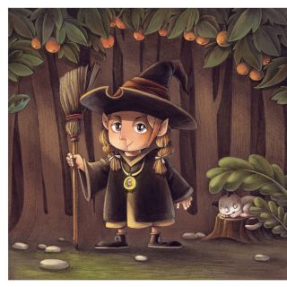 Cartoon illustration of little wizard