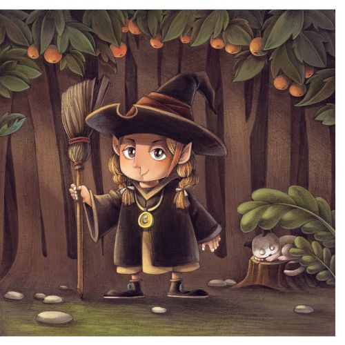 Cartoon illustration of little wizard