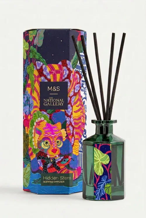 Coty Borio's colorful National Gallery reed diffuser and matching package