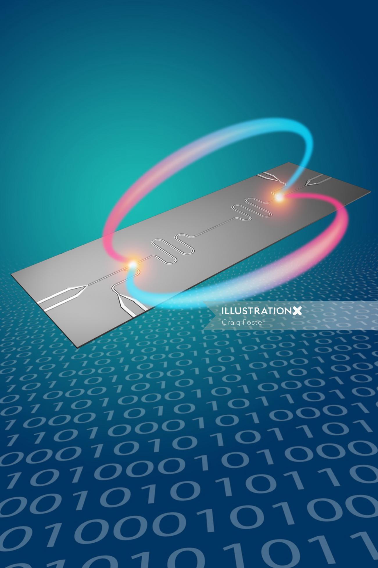 Uma ilustração do chip qubit
