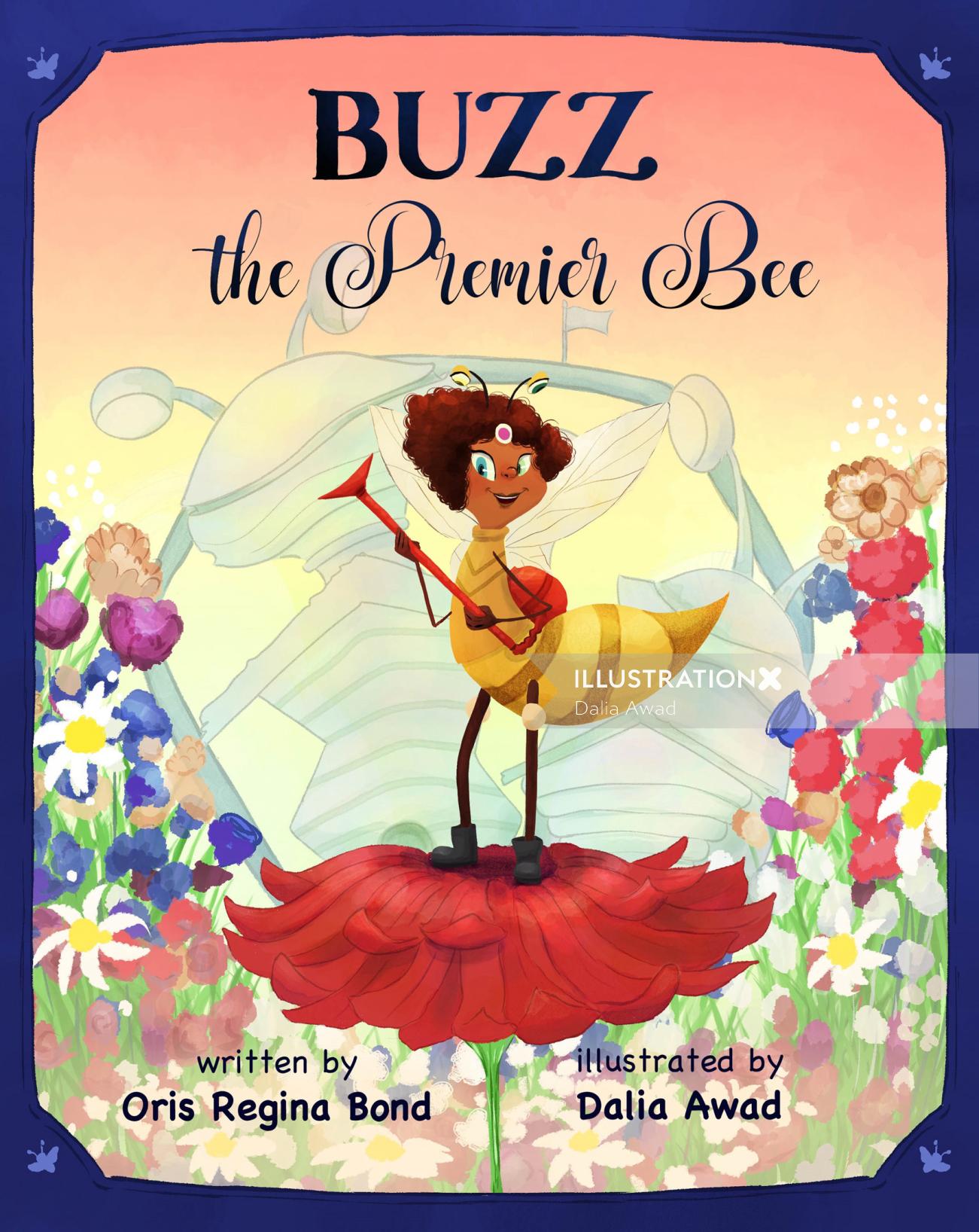 Ilustração da capa de Buzz: The Premier Bee por Dalia Awads