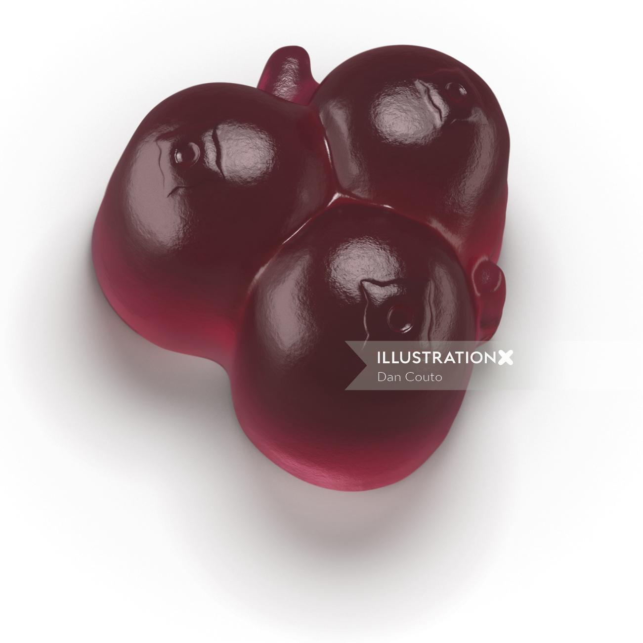 Blueberry Gummies candy illustration  