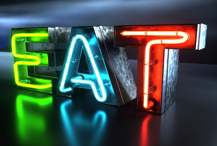CGI EAT Neon Sign illustration by Dan Couto