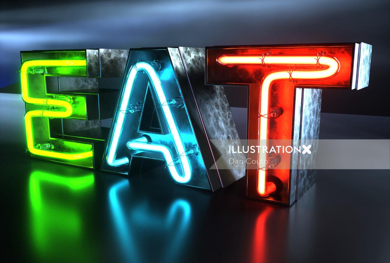 CGI EAT Neon Sign illustration by Dan Couto