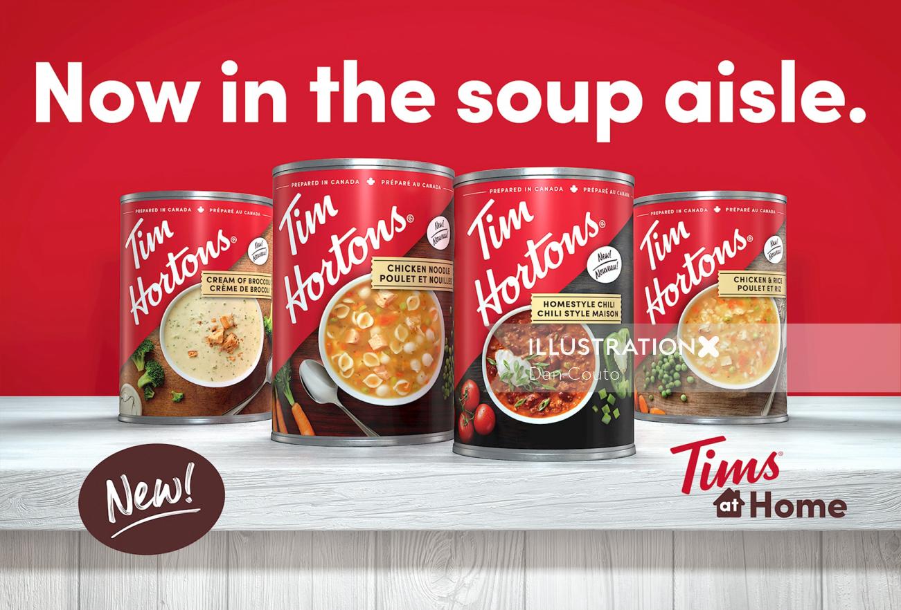 ティム・ホートンズのスープ缶イラストはダン・クート