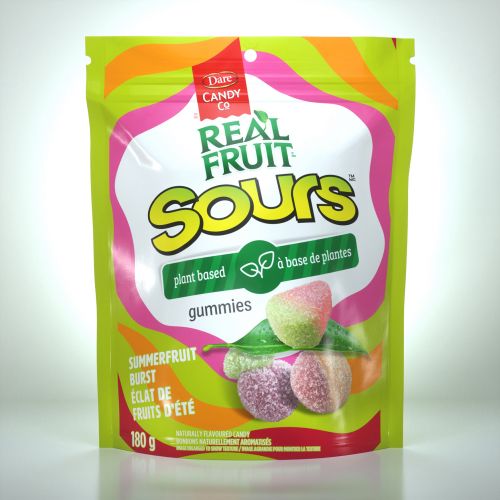 Dare Candy Co Real fruit gummies packaging illustration
