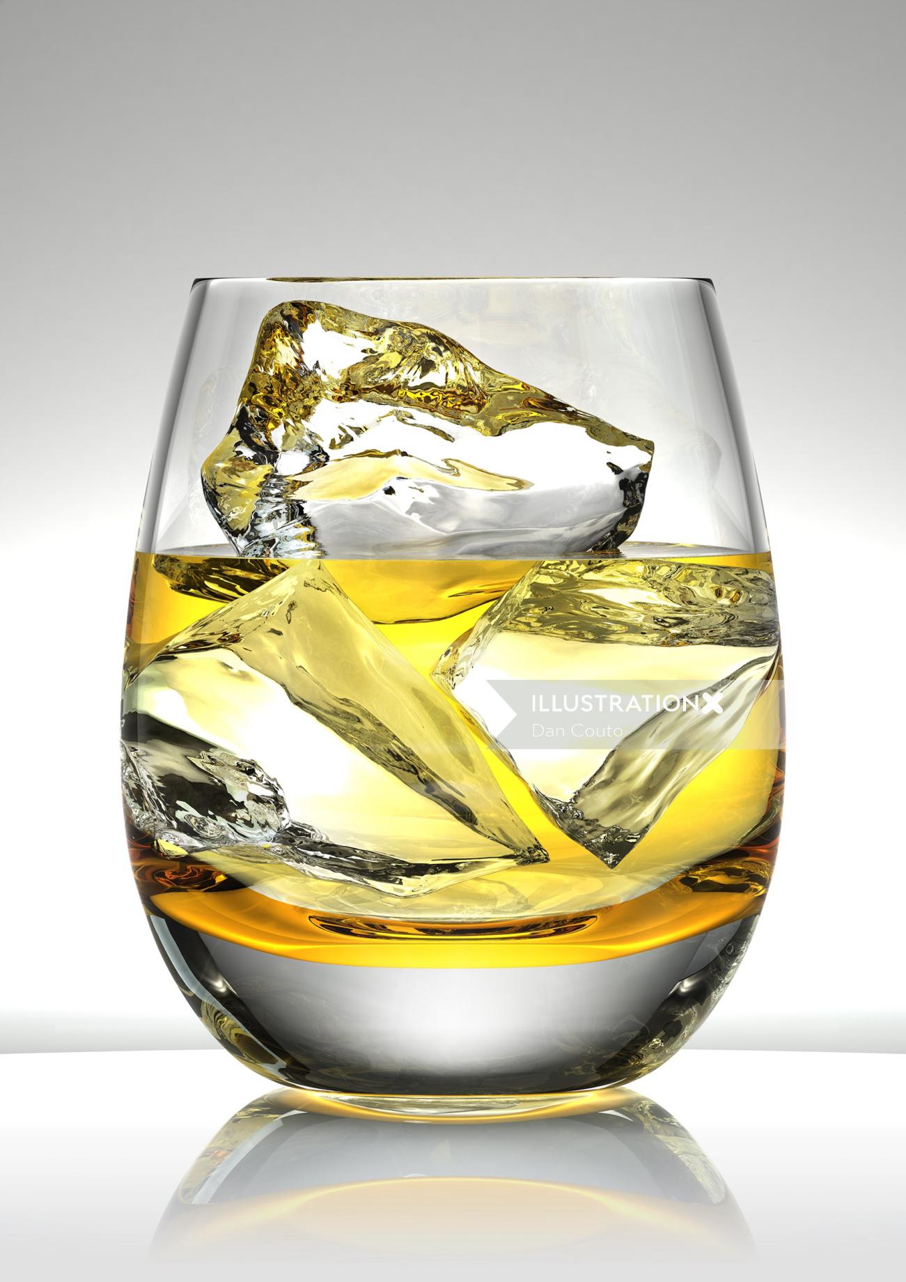 グレンマレー ウィスキー グラスの 3 D イラストレーション