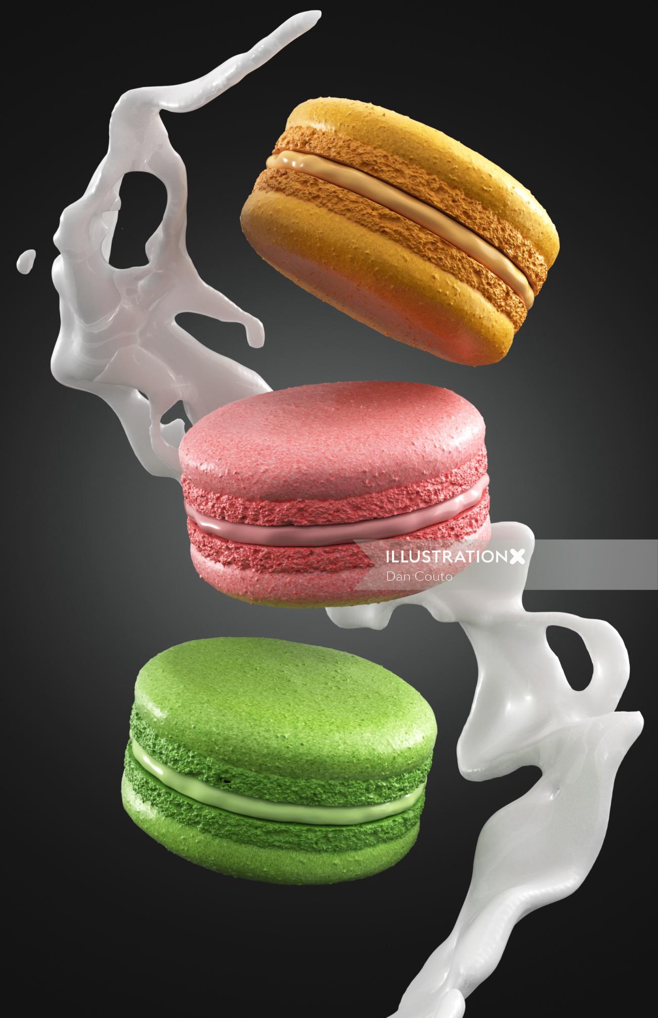 CGI rendering of a macaron
