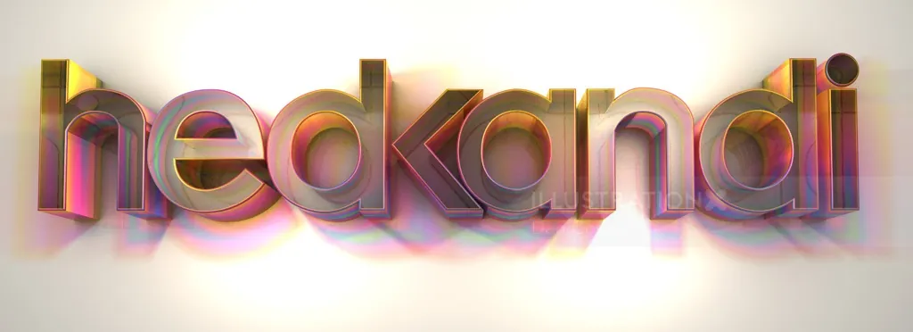 3D translucent layered text logo saying hedkandi by Dan Couto
