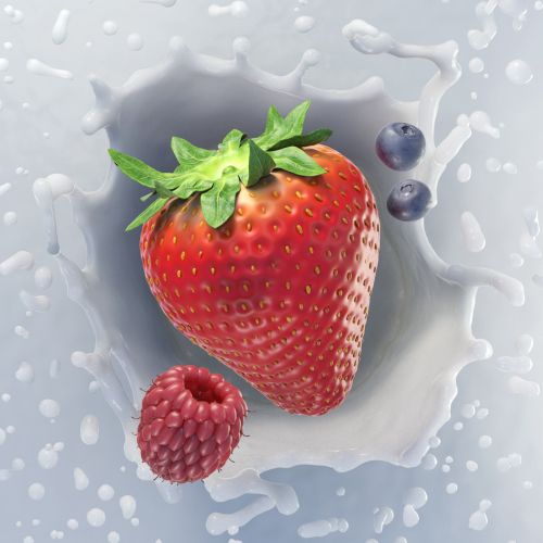 Milk and fruit digital imagery