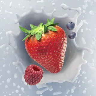 Milk and fruit digital imagery