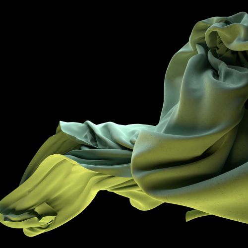 Swirling green cloth 3D & CGI rendering