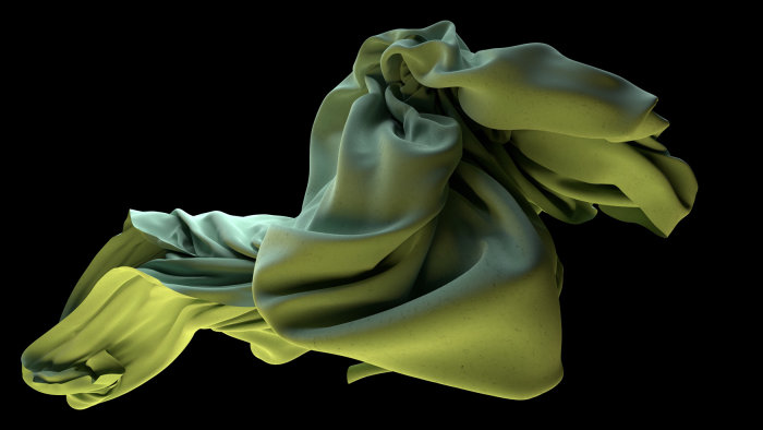 Swirling green cloth 3D & CGI rendering