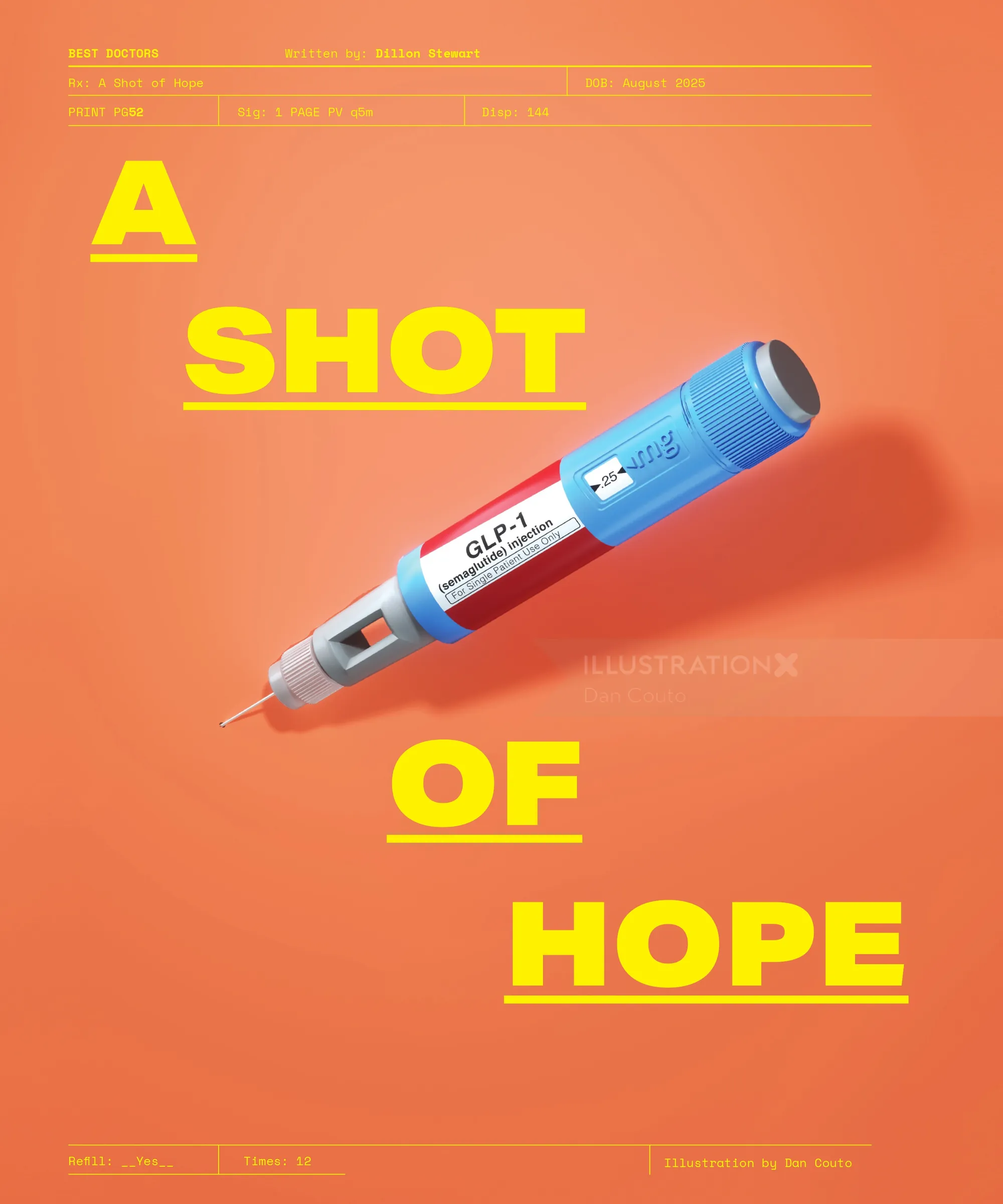 Close-up of Ozempic injector pen with bright yellow text