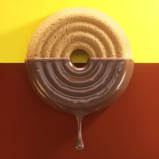 3D shortbread cookie half dipped in glossy chocolate with drip