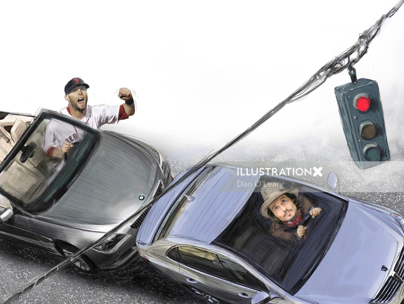 Baseball, Johnny Depp, Justine Pedroia  Photorealistic humour

