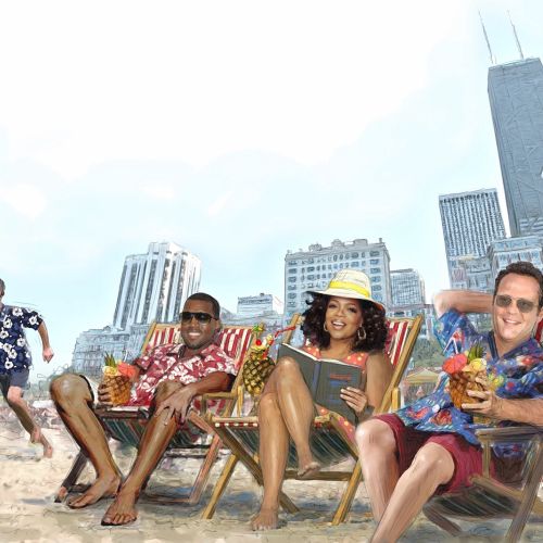 Chicago,Oprah, Kanye West, Vince Vaughn, Rahm Emanuel, beach, city architecture, summer
