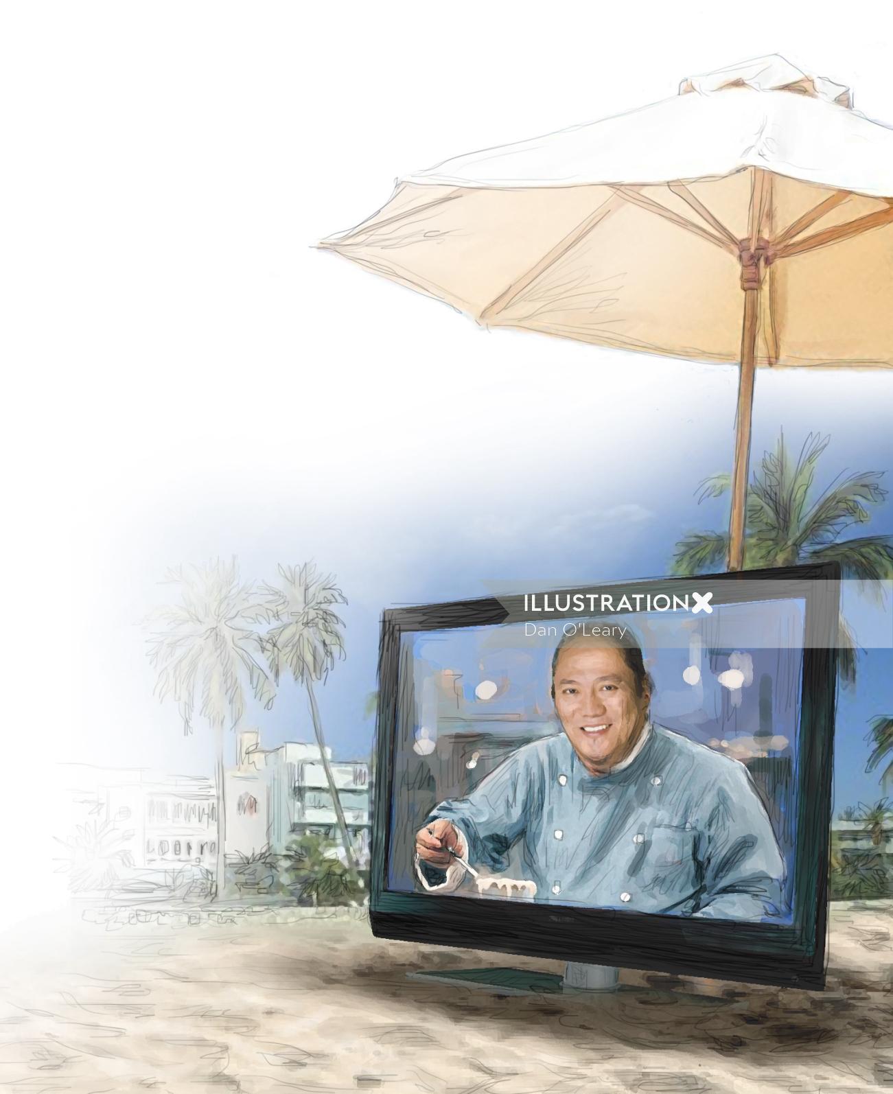 Miami Chef Morimoto beach TV
