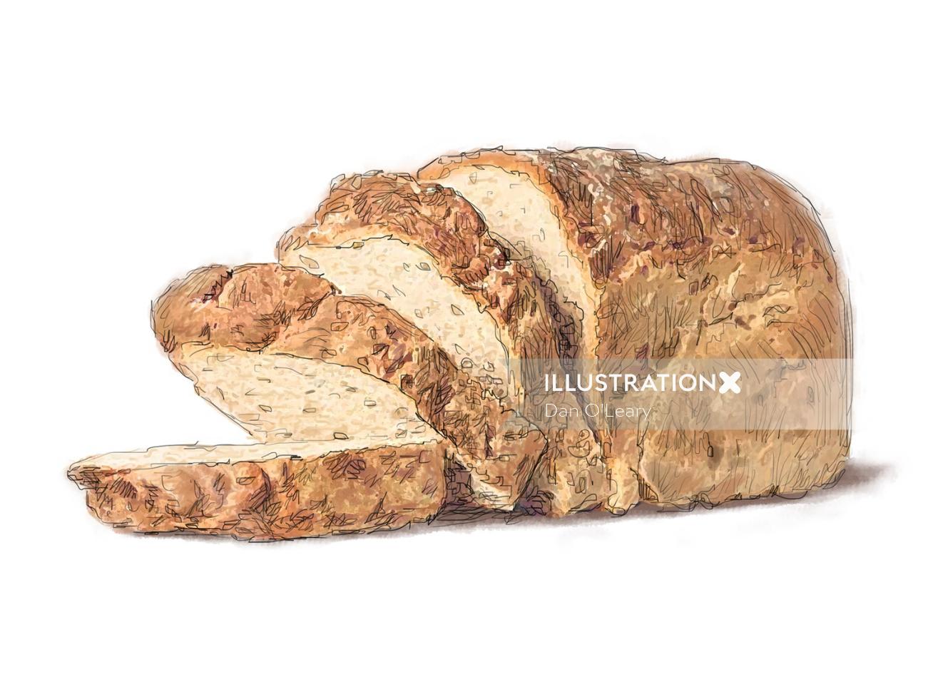 Naco de pão fatiado
