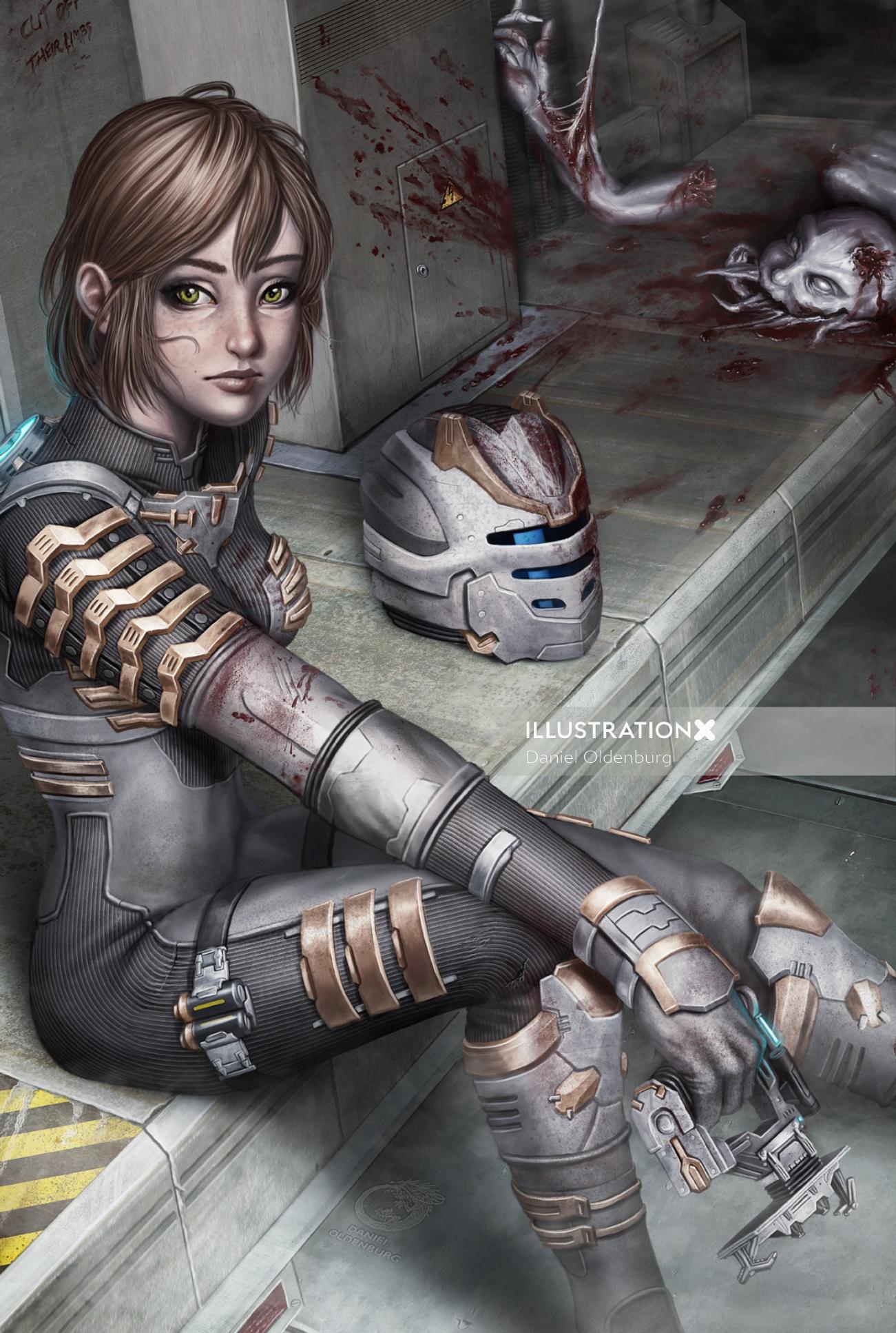 Character art from the horror game "Dead Space"