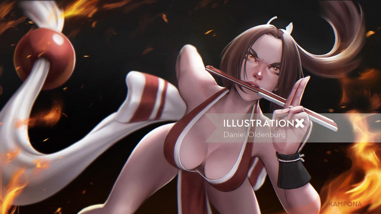 Character design for "Mai Shiranui" from "The King of Fighters" series