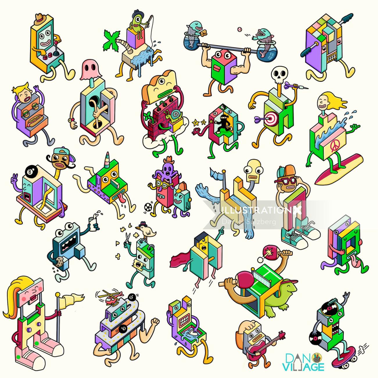 Isometric Characters Created By Daniel Sulzberg