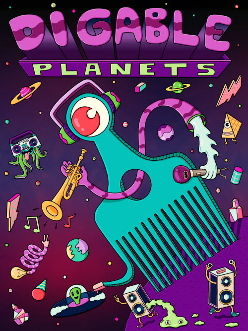 ダニエル・スルツバーグイラストレーターによるDigablePlanetsポスター