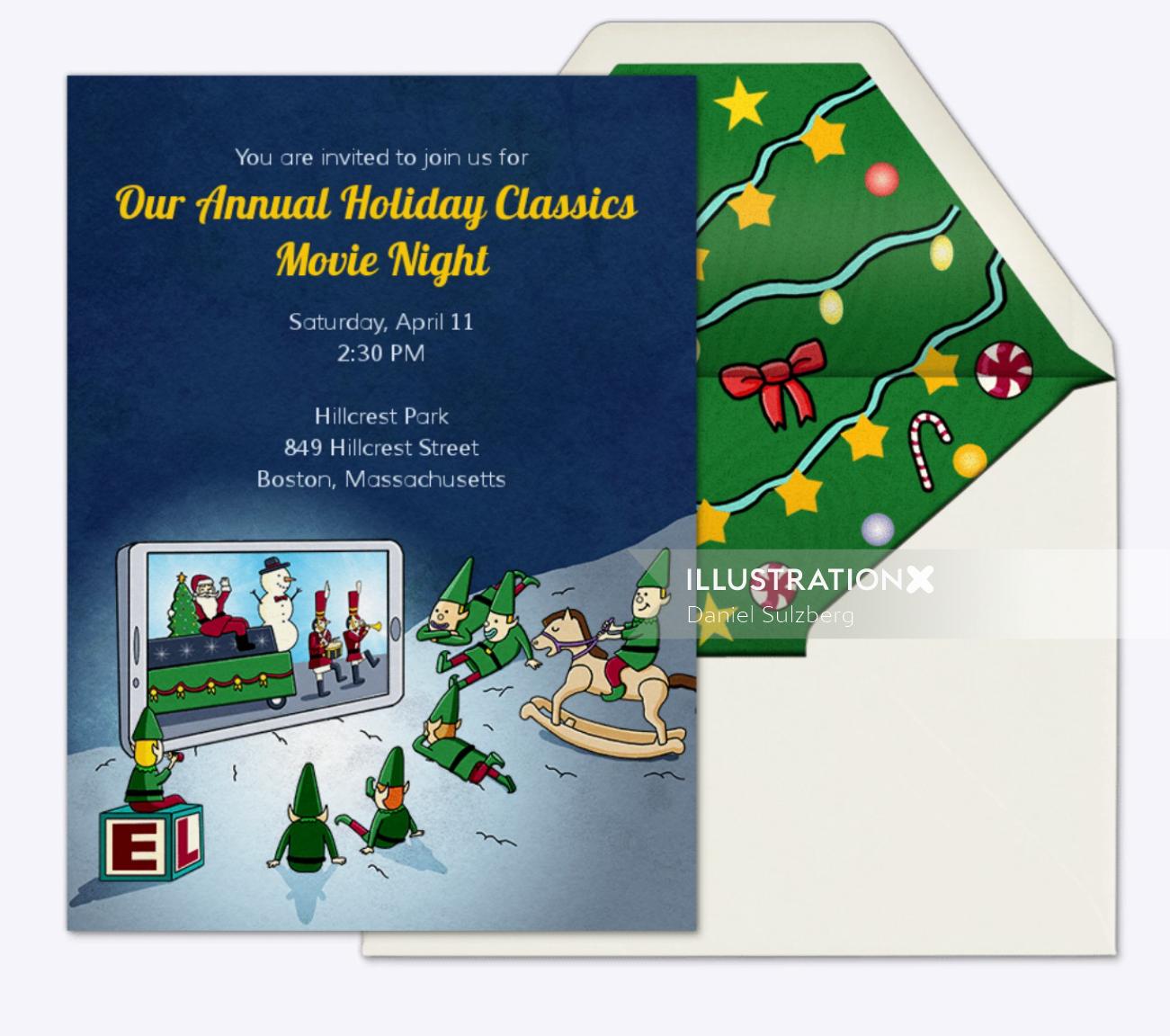 Christmas Holiday Invitation Card Design For Evite