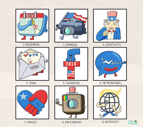 Uma ilustração dos ícones de eleição da Zedge