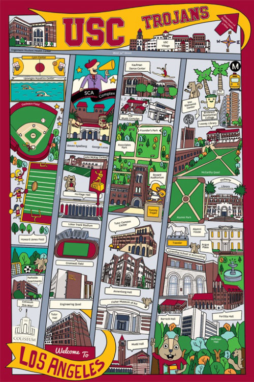USC Map Guide for Kids montrant le parc, le Colisée et le musée