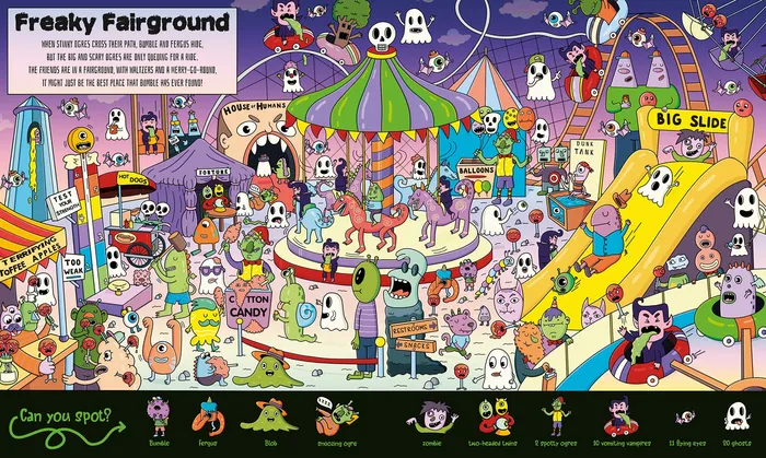 Cartoon illustration of 'Freaky Fair Ground'