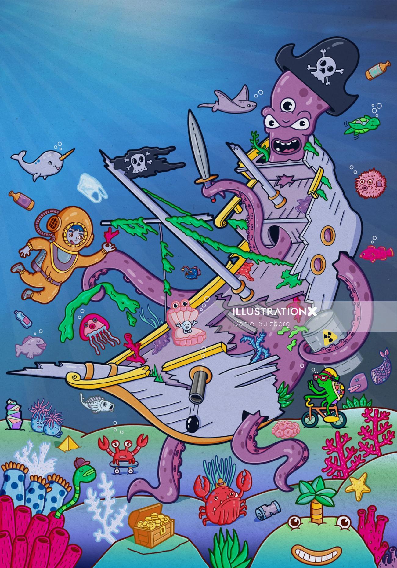 Monster octopus for Eyeyah! Kids Magazine