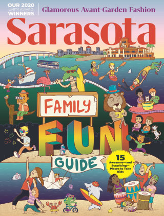 Ilustração de capa da revista Sarasota com tema infantil