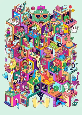 Isometric Mayhem Artwork for Kids' Fantasy