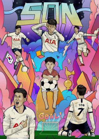 Affiche du footballeur asiatique de l&#39;année de Hotspur, Son Heung Min