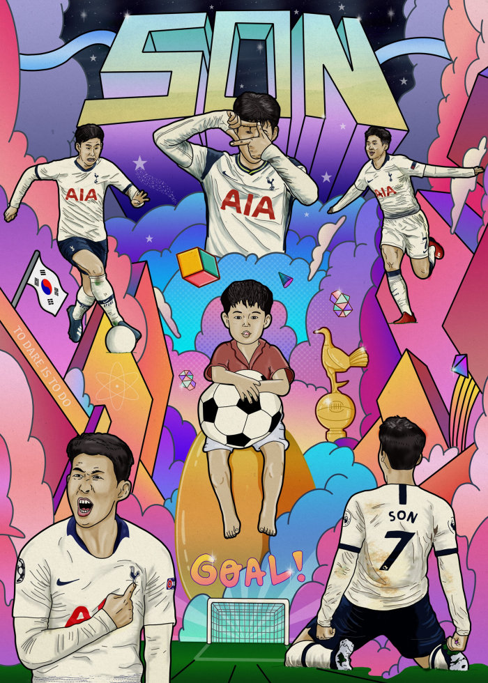Cartaz do jogador de futebol asiático do ano de Hotspur, Son Heung Min