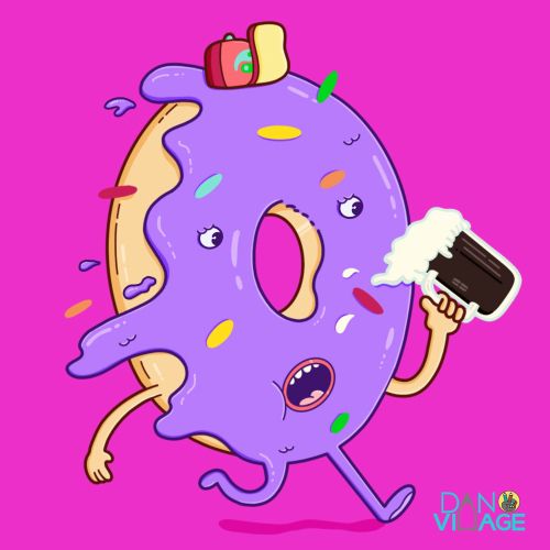 Whimsical doughnut character design with a touch of humor