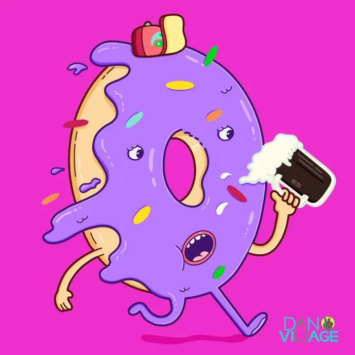 Whimsical doughnut character design with a touch of humor