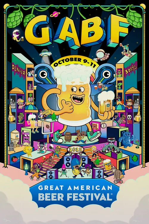 Great American Beer Festival 2021 poster with animated beer mugs by Daniel Sulzberg