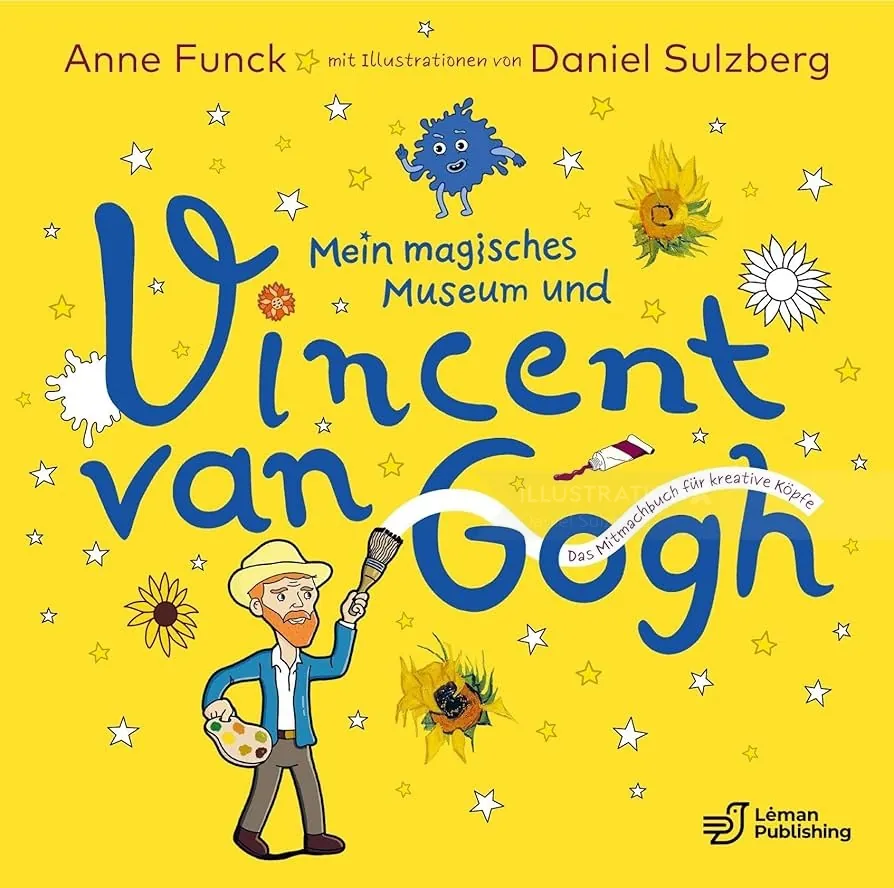 Illustrated book cover with Vincent van Gogh and sunflowers by Daniel Sulzberg