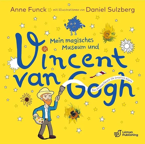 Illustrated book cover with Vincent van Gogh and sunflowers by Daniel Sulzberg