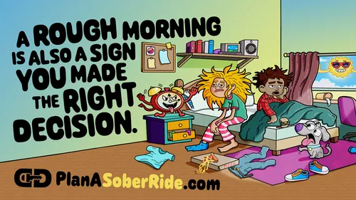 Daniel Sulzberg illustration of a tired family navigating a chaotic morning