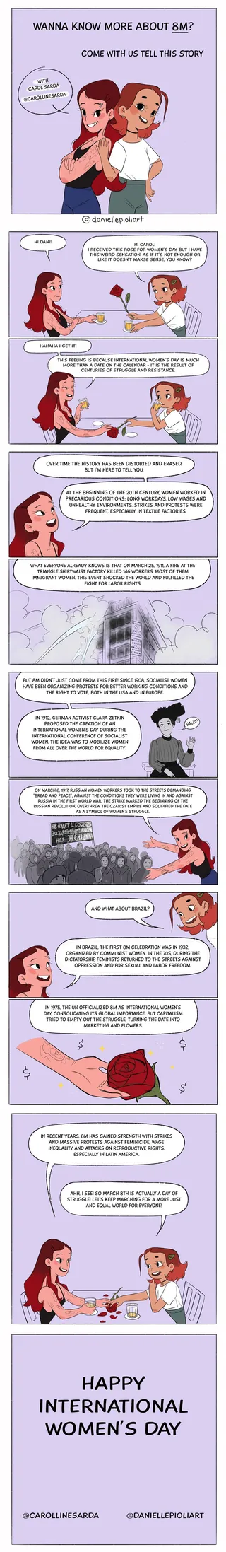 Comic strip celebrating women’s history with informative dialogue
