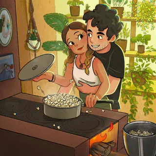 Valentine’s Day themed editorial showing a loving couple