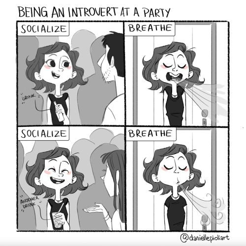 Comic strip about an introvert's daily life