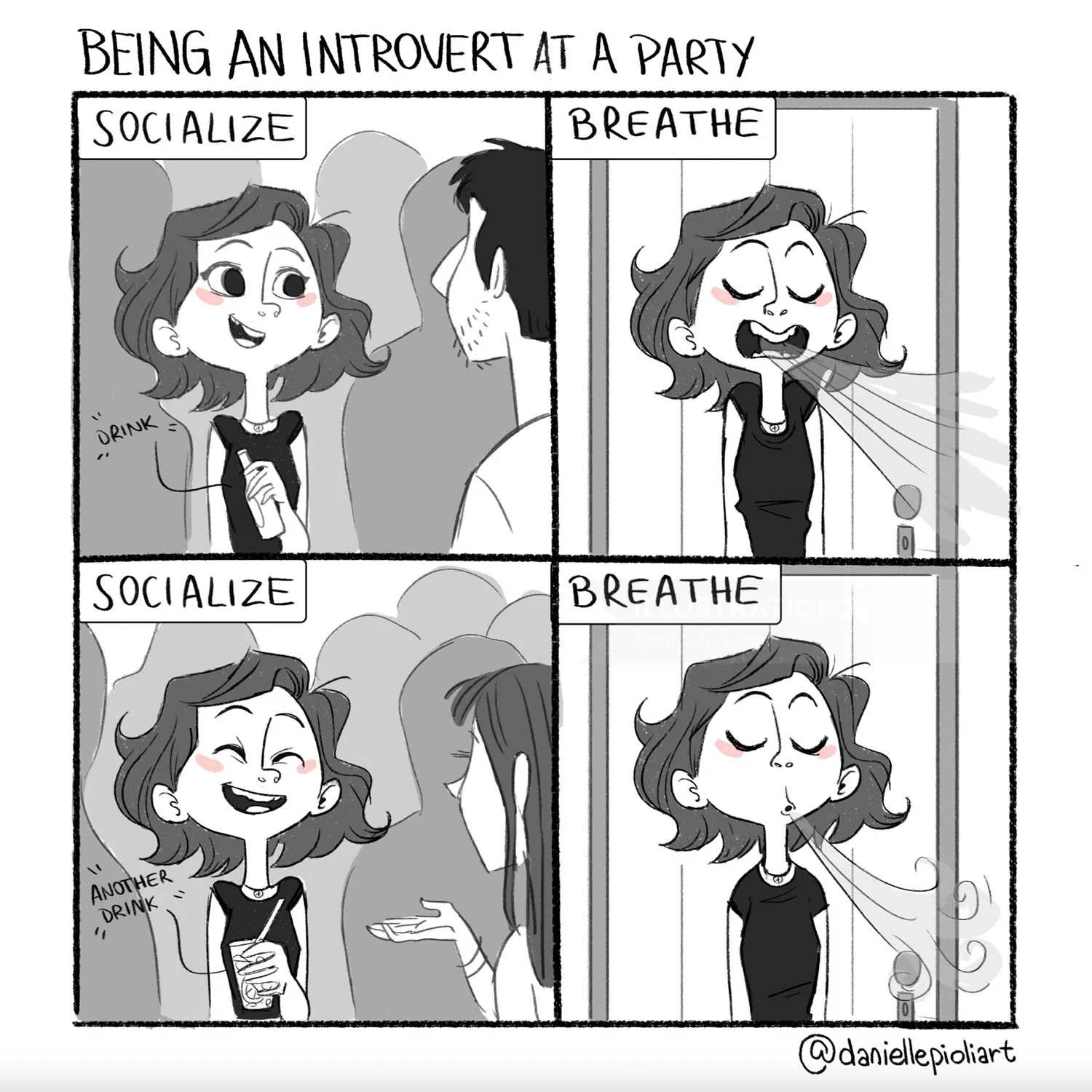 Comic strip about an introvert's daily life