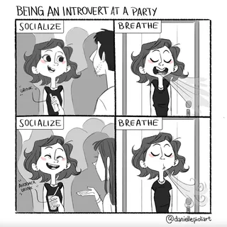 Comic strip about an introvert's daily life