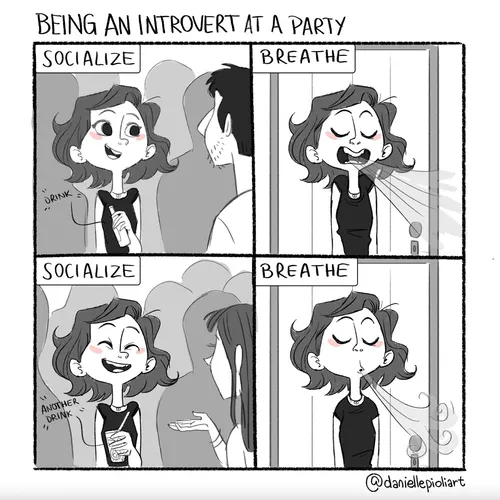 Comic strip about an introvert's daily life