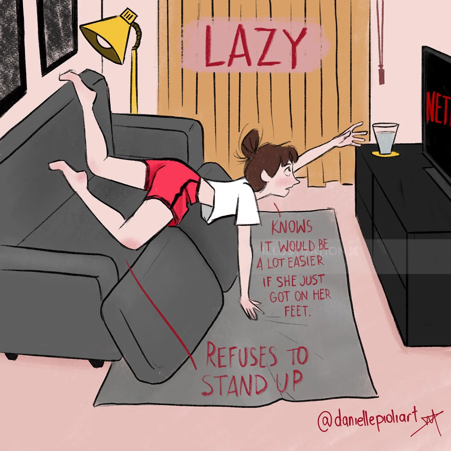 Comic strip depicting a lazy character